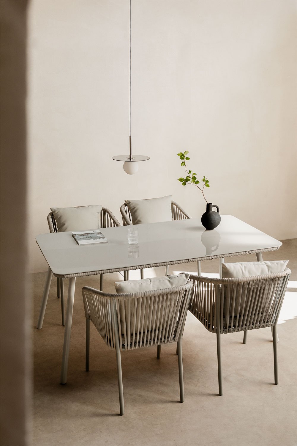 Stół jadalny prostokątny ze szkła i aluminium (160x90 cm) Arhiza, obrazek w galerii 1