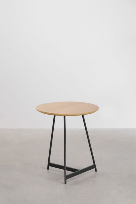 Okrągły stolik kawowy Duvila z drewna i stali