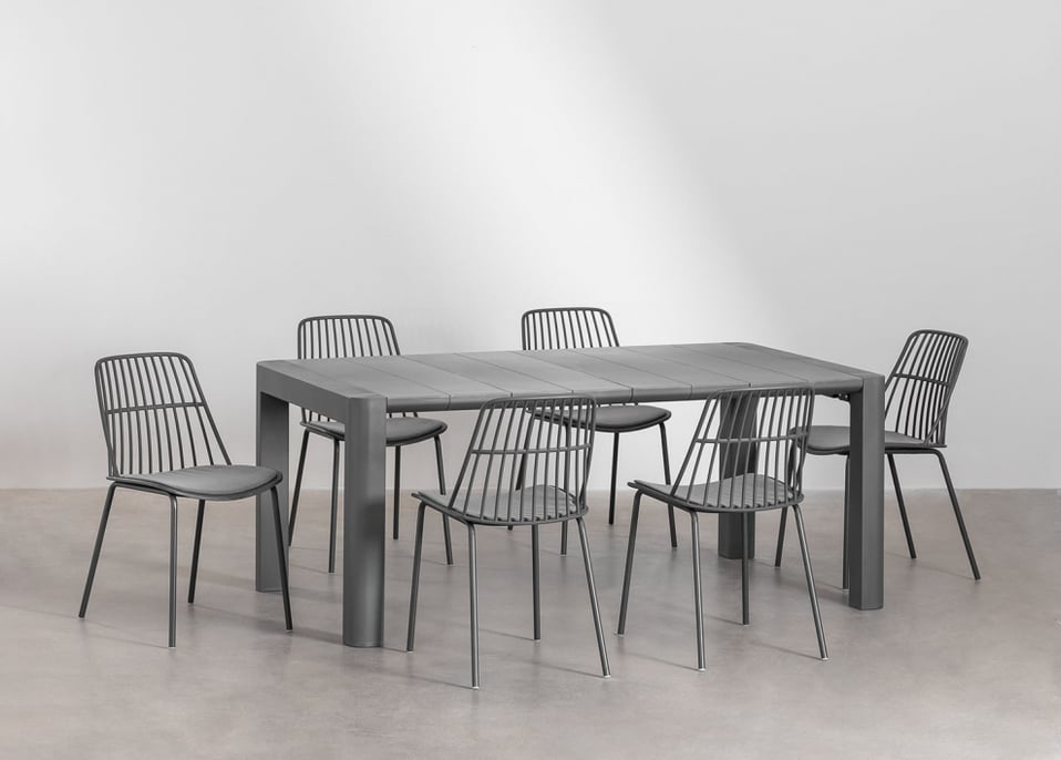 Zestaw prostokątny stół Arnadine (180x100 cm) i 6 krzeseł do jadalni Maeba