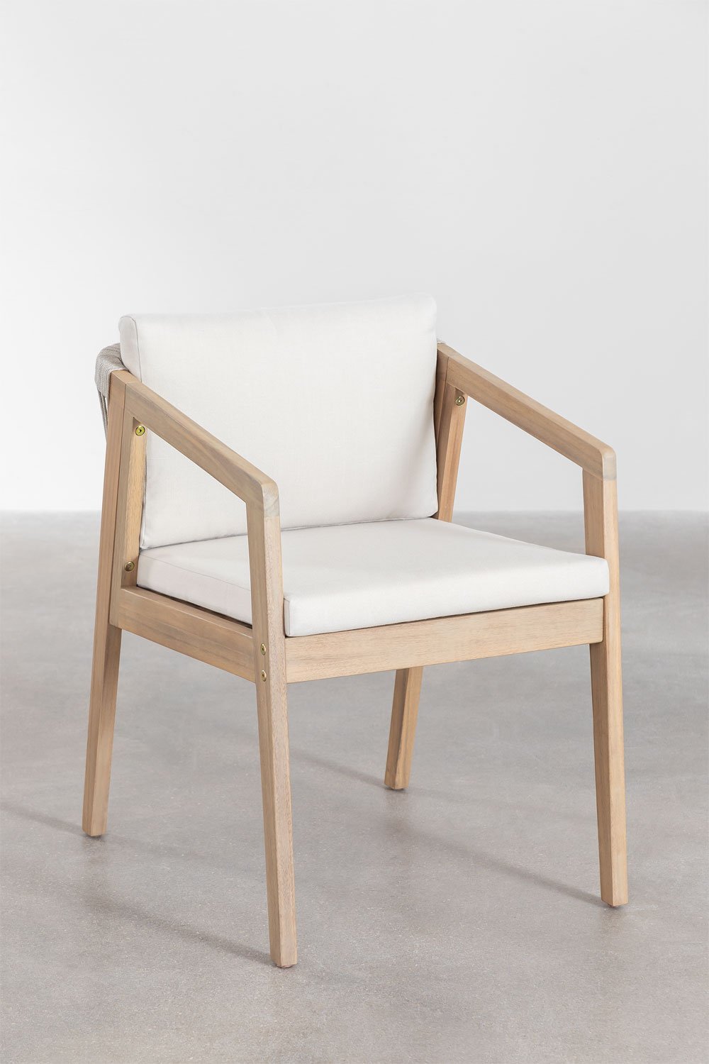 Krzesło do jadalni z drewna akacjowego i plecionej liny Kaela, obrazek w galerii 1