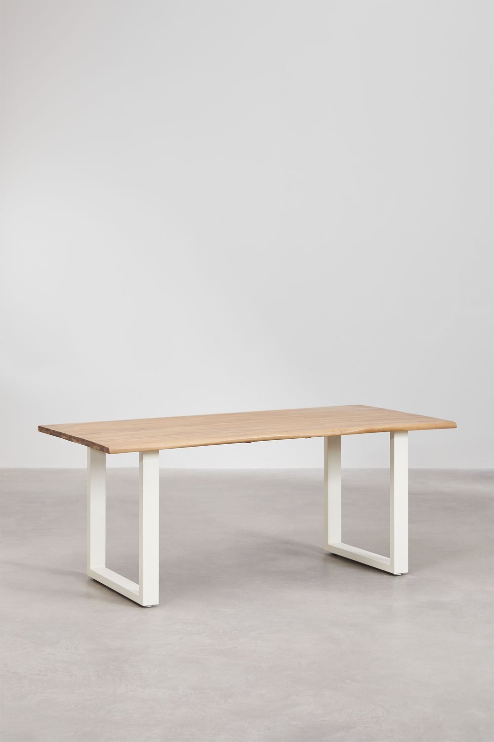 Prostokątny stół do jadalni z drewna akacjowego i stali (180x90 cm) Maupi, obrazek w galerii 1