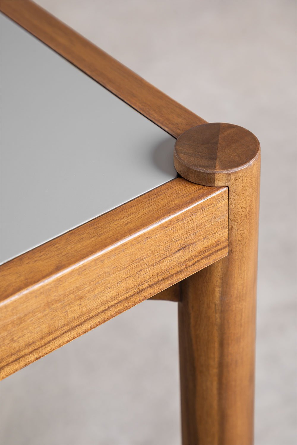 Zestaw prostokątnego stołu Gamila (210x100 cm) i 8 krzeseł do jadalni z drewna akacjowego i cementu Mallory, obrazek w galerii 2