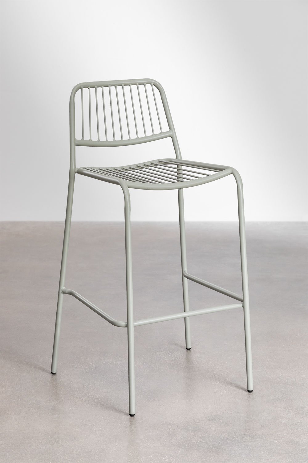 Taboret wysoki ogrodowy 75 cm sztaplowane ze stalowej zieleni khaki Elton, obrazek w galerii 1