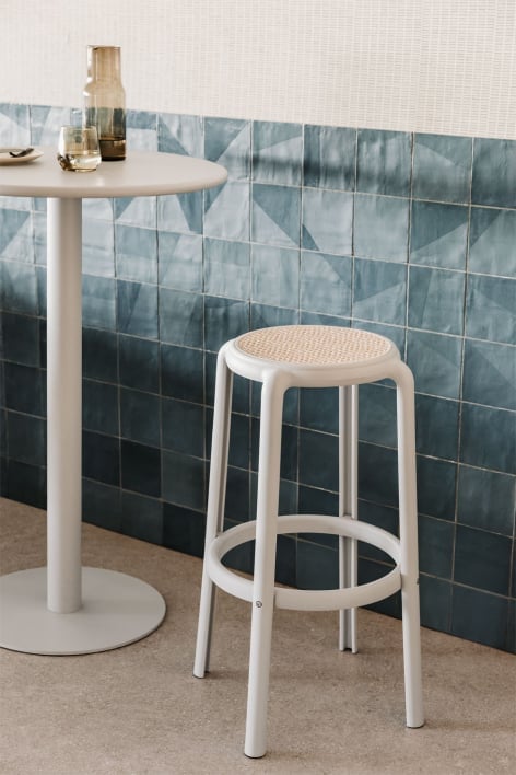 Taboret wysoki 75 cm z polipropylenu biały gardenia Omara