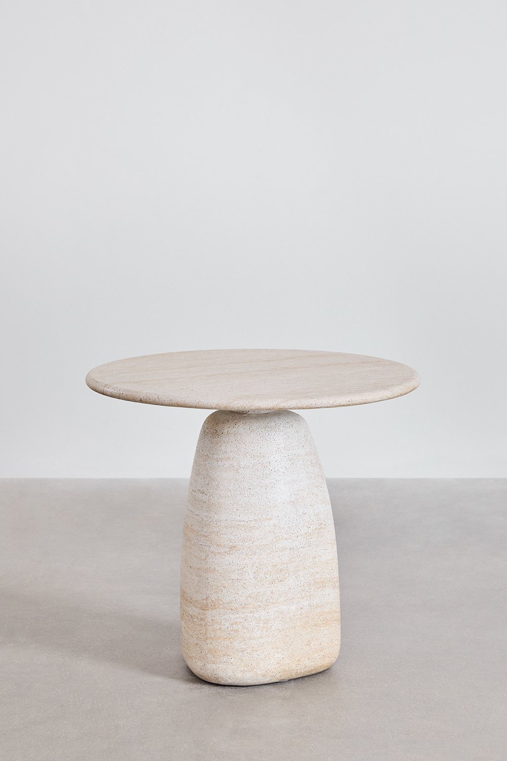 Okrągły stół pomocniczy z cementu o wyglądzie trawertynu Velia, obrazek w galerii 2
