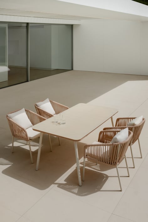 Stół ogrodowy prostokątny 160x90 cm ze szkła i aluminium Arhiza