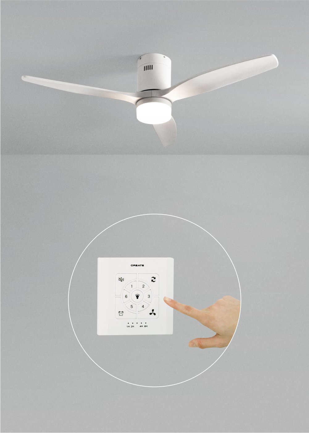 CREATE - WIND CALM - Wentylator sufitowy 40W cichy Ø132 cm 100% drewna, obrazek w galerii 1