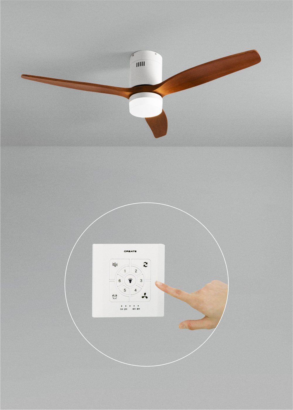 CREATE - WIND CALM - Wentylator sufitowy 40W cichy Ø132 cm 100% drewna, obrazek w galerii 1