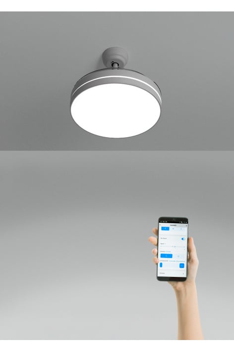 CREATE - WIND CLEAR - Cichy wentylator sufitowy o mocy 40W z wysuwanymi łopatkami o średnicy 108cm i oświetleniem LED 36W