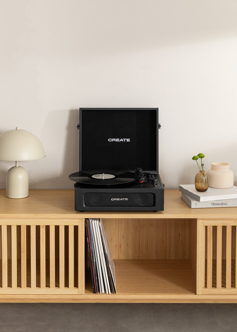 CREATE - RECORD PLAYER COMPACT - Gramofon Retro z Bluetooth, USB, MicroSD y MP3 record/player, obrazek w galerii 1