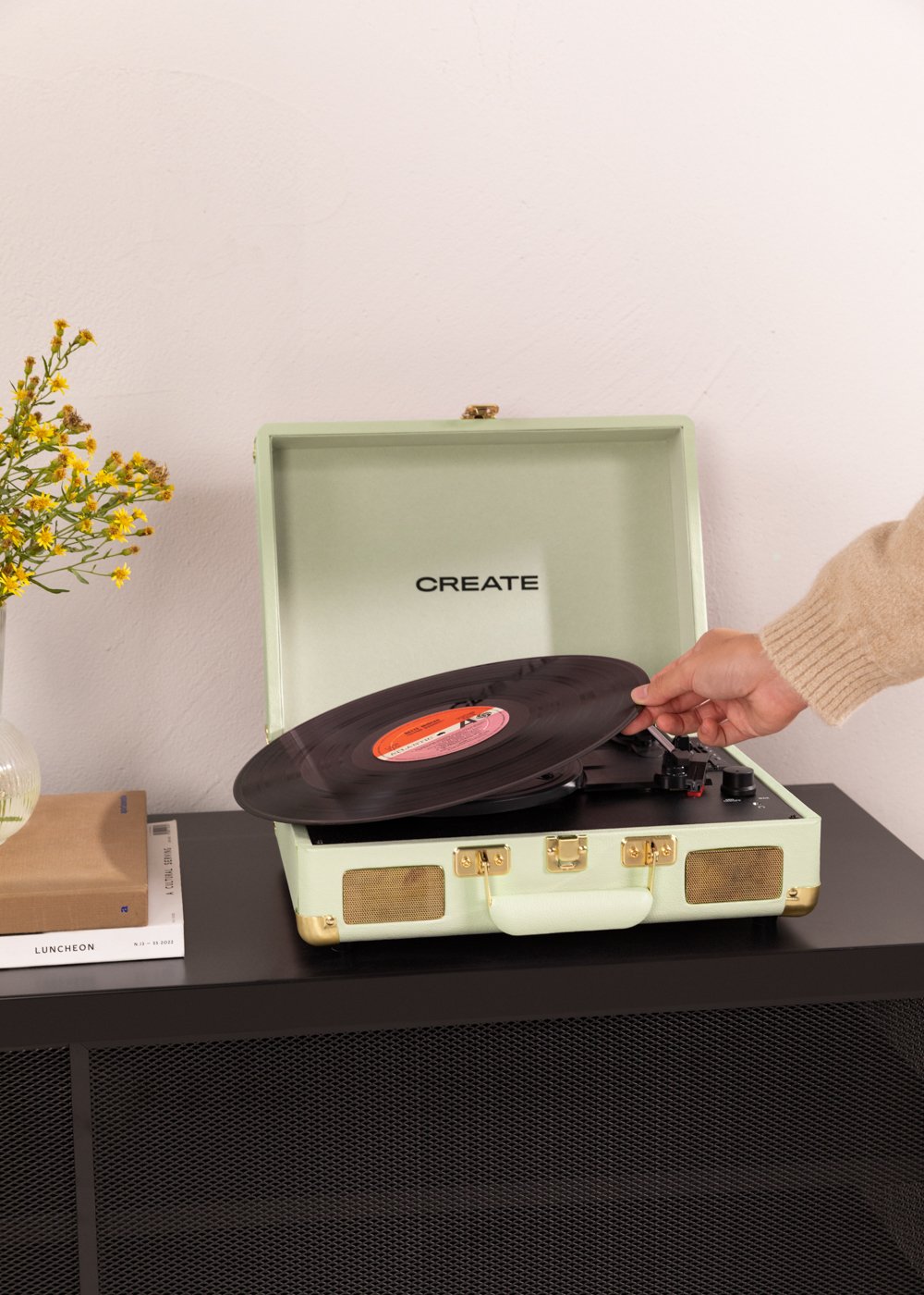 CREATE - RECORD PLAYER POP - Przenosny gramofon w formie walizki z Bluetooth USB, SD, MicroSD i MP3 , obrazek w galerii 2