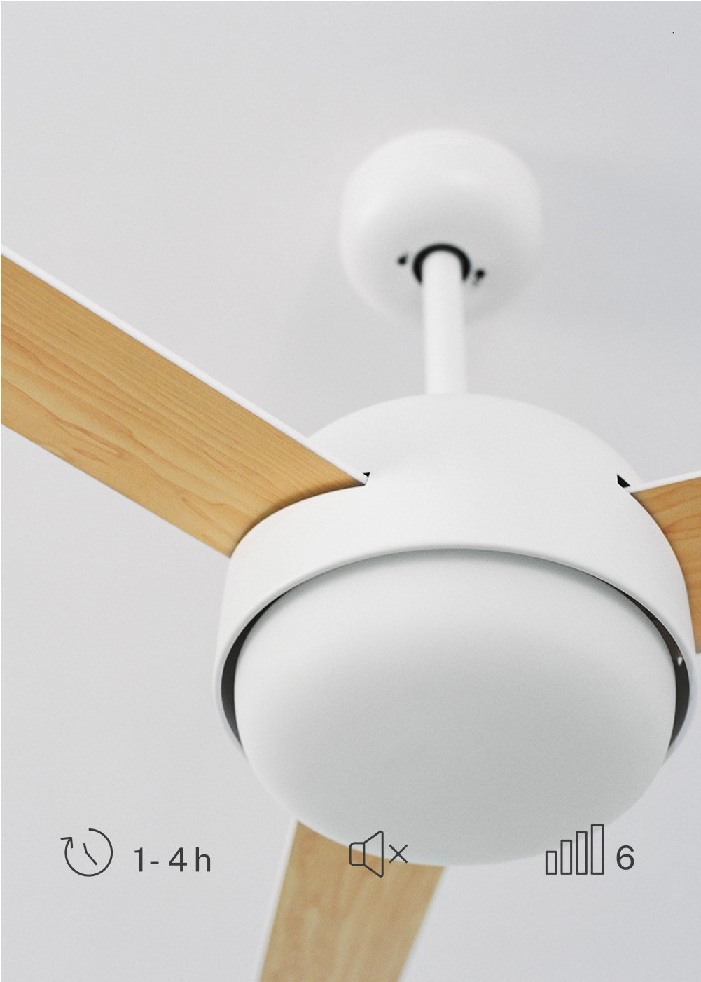 CREATE - WIND BALL - Wentylator sufitowy 40W cichy Ø112 cm i oświetleniem LED 15W, obrazek w galerii 5