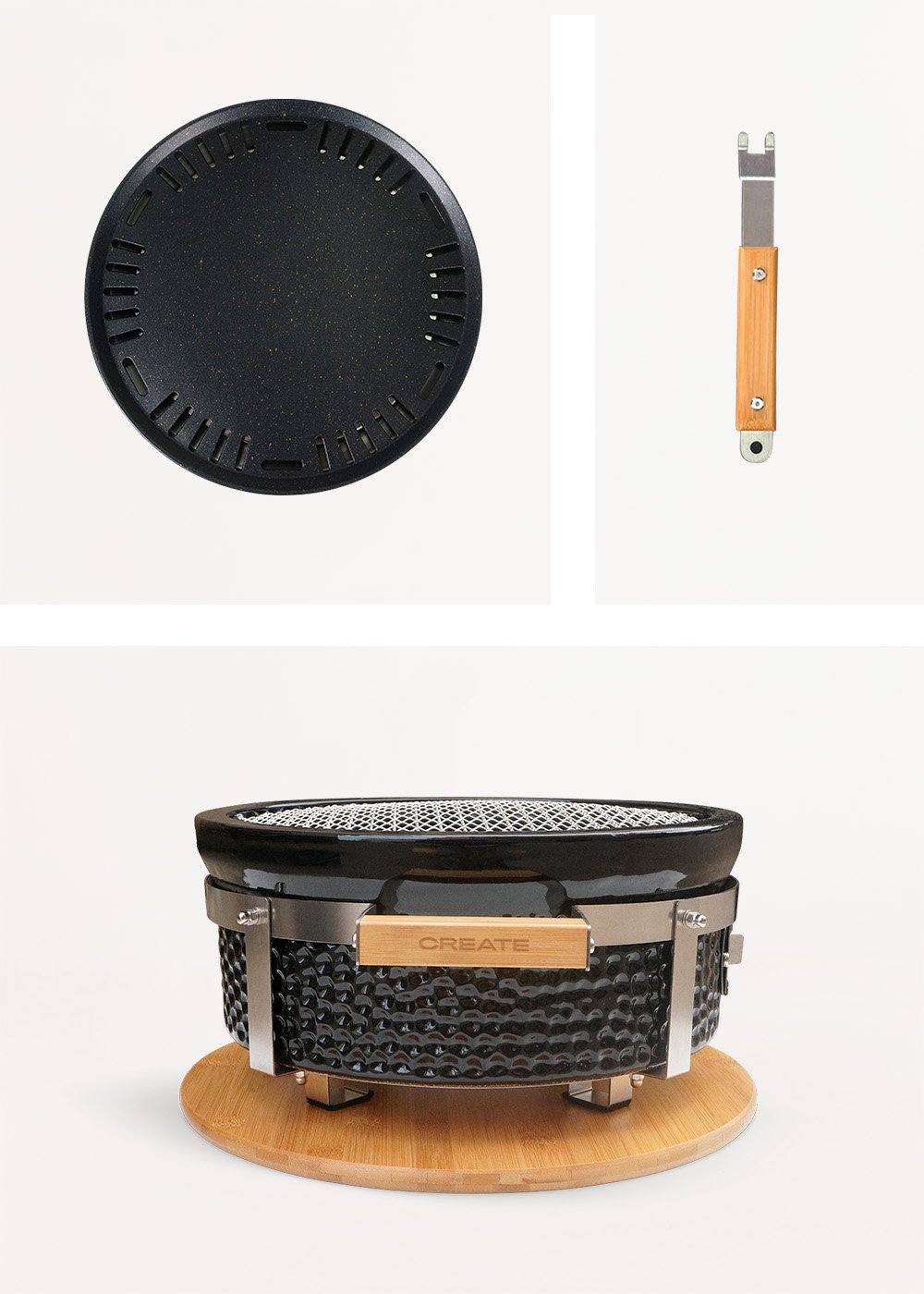 CREATE - BBQ KAMADO HIBACHI - Grill okrągły z funkcją barbecue i płytą, obrazek w galerii 12
