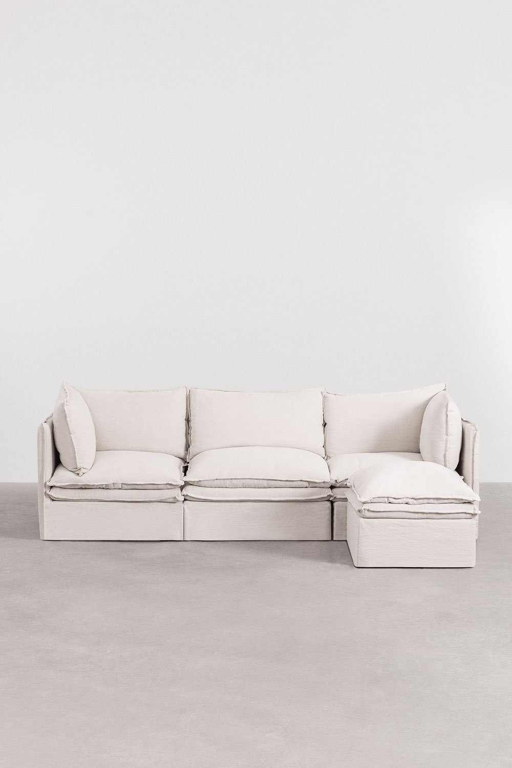 Sofa modułowy 3-częściowy z pufą z lnu i bawełny Grace, obrazek w galerii 4