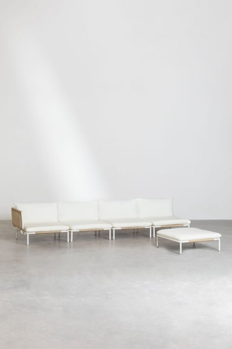 4-częściowa modułowa narożna sofa ogrodowa i worek fasoli Roubly