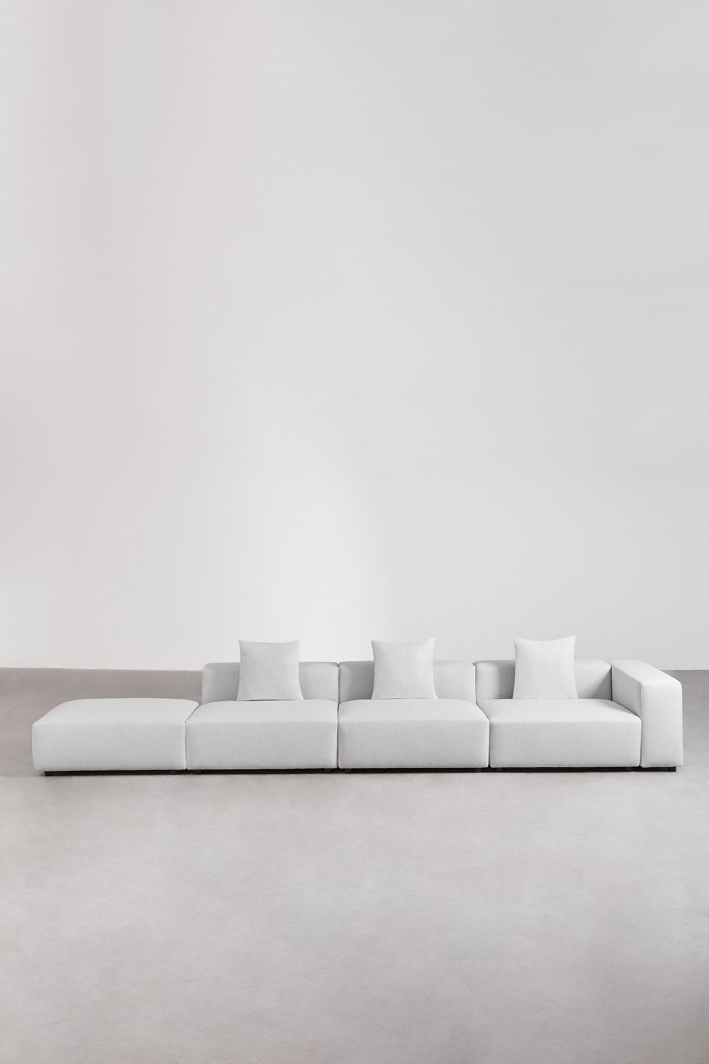 3-częściowa modułowa sofa narożna prawostronna z wysokim podłokietnikiem i pufą ↔︎450 cm Bruna, obrazek w galerii 4