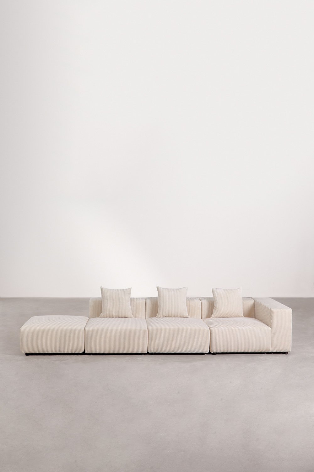 Sofa modułowa narożna prawa 3-częściowa z wysokim podłokietnikiem i pufą (↔︎370 cm) Bruna, obrazek w galerii 3