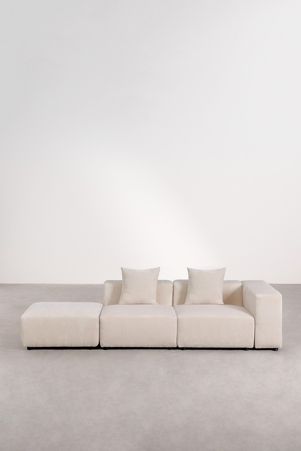 Modułowa sofa narożna prawostronna z 2 części z wysokim podłokietnikiem i pufą ↔︎285 cm Bruna, obrazek w galerii 3