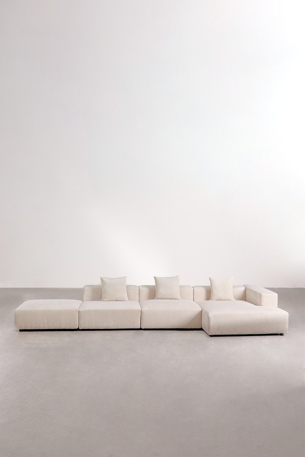 Sofa modułowa z szezlongiem narożnym prawym, 3-częściowa z pufą ↔︎450 cm Bruna, obrazek w galerii 3