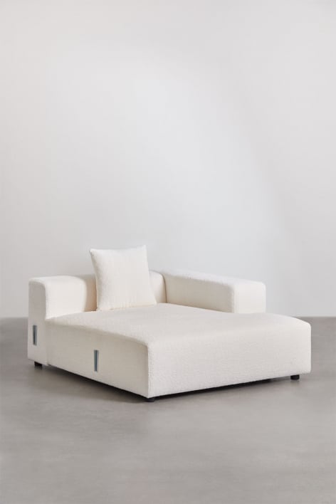 Moduł szezlong prawy z poduszką do sofy modułowej Bruna - Bouclé White