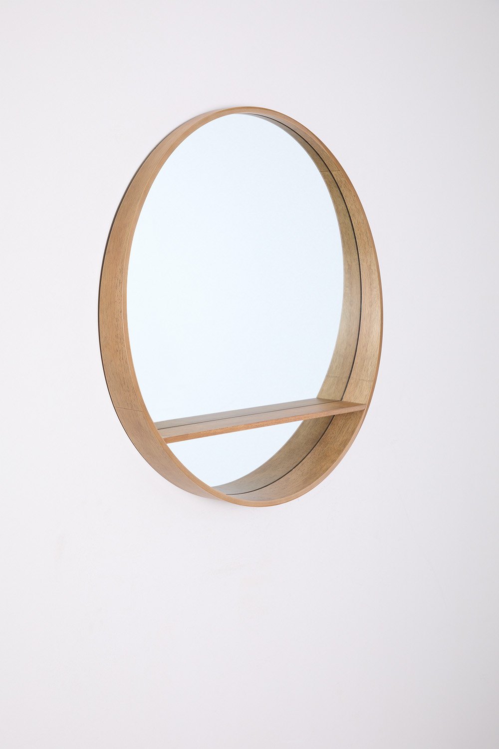 Okrągłe lustro ścienne z drewna Ø80 cm Benat, obrazek w galerii 4