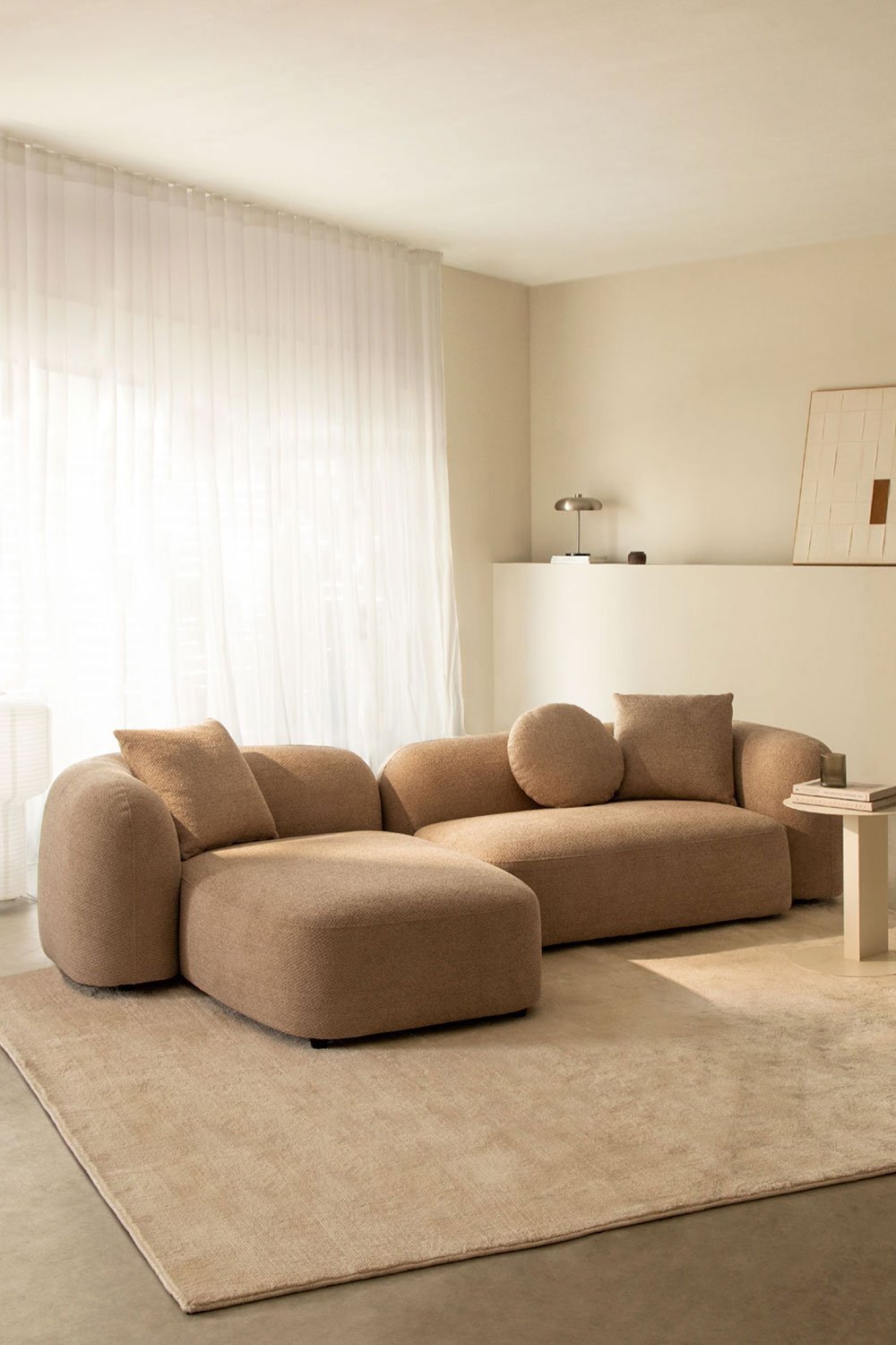 Dwuczęściowa szezlongowa sofa modułowa lewa z tkaniny Coco bouclé , obrazek w galerii 1