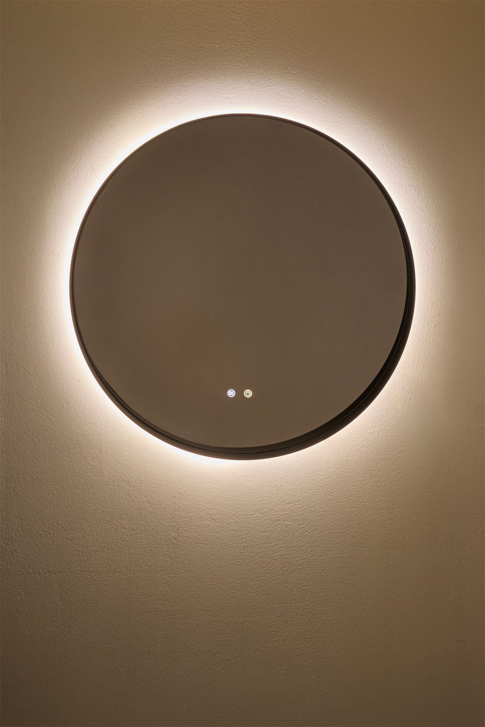 Lustro ścienne okrągłe Ø80 cm do łazienki z oświetleniem LED i funkcją przeciwmgielną Kimacs, obrazek w galerii 4