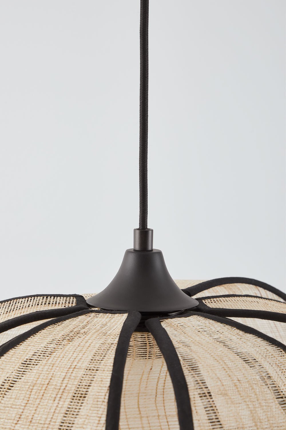 Lampa sufitowa Ø50 cm z lnu i naturalnej bawełny - czarny Vidson, obrazek w galerii 5