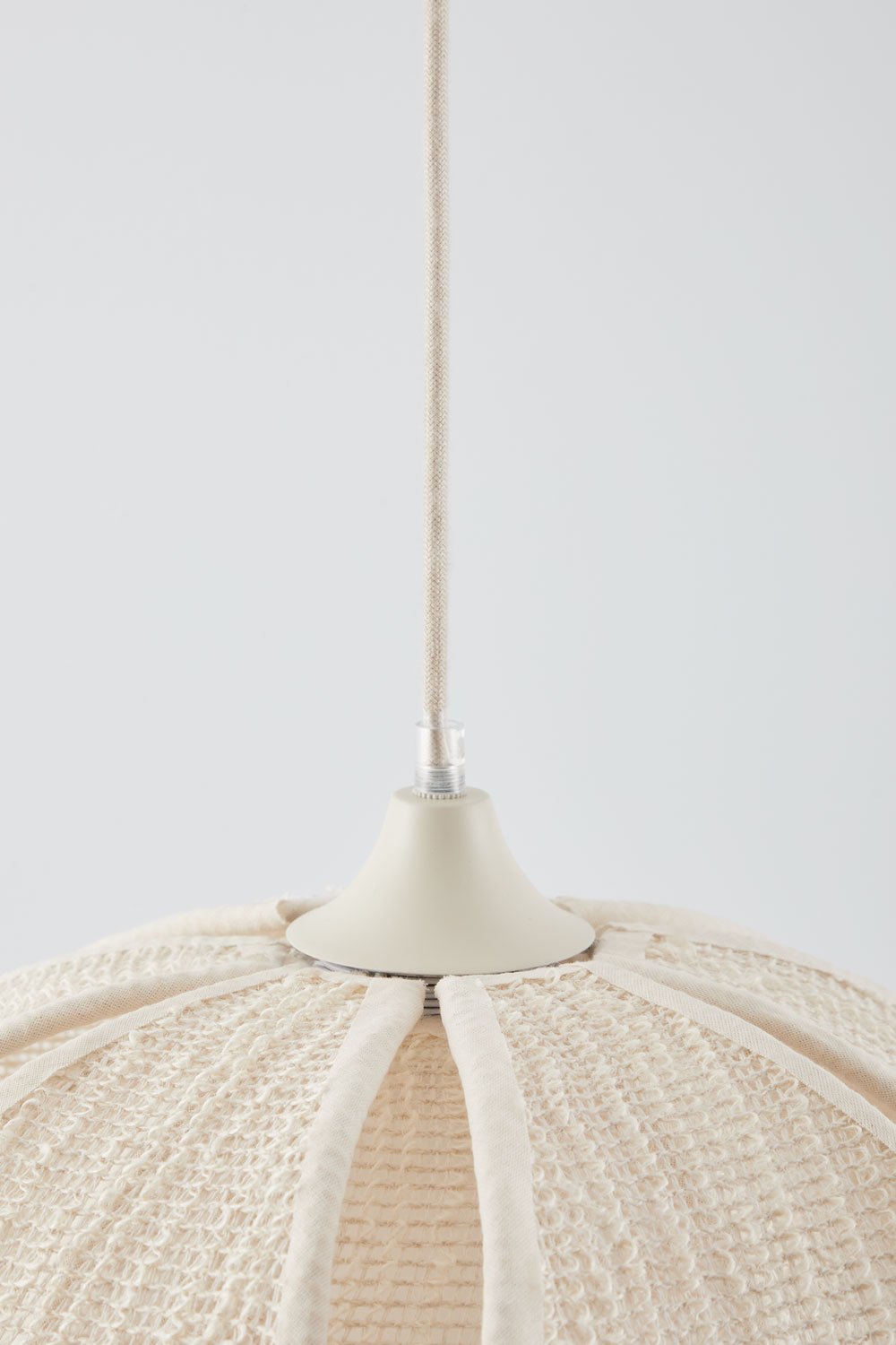 Lampa sufitowa Ø50 cm z lnu i kremowo-beżowej bawełny Vidson, obrazek w galerii 6