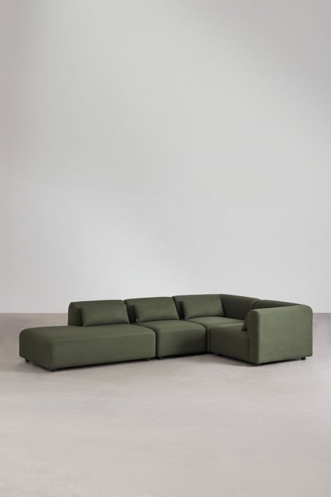 Fogler 4-częściowa modułowa sofa narożna z lewą kanapą - Chenille Salvia Zieleń
