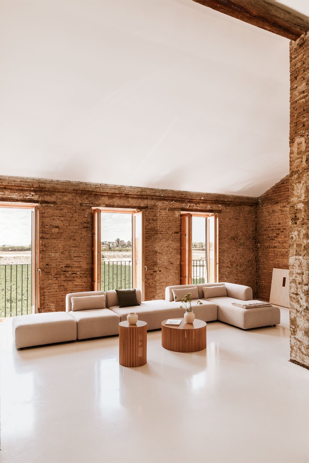 4-częściowa modułowa sofa narożna prawa z szezlongiem i pufem Fogler, obrazek w galerii 13