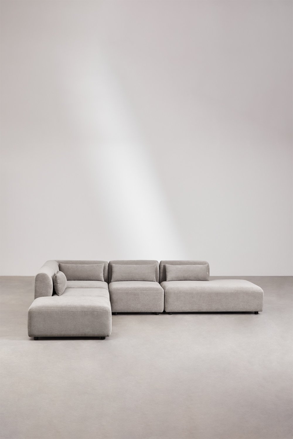 Narożna sofa modułowa 4-częściowa z prawym szezlongiem i pufą Fogler, obrazek w galerii 3