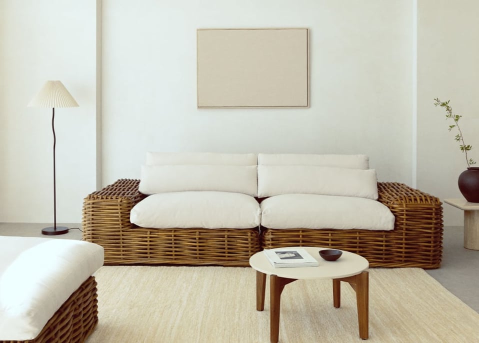 Sofa modułowa Milu 2-częściowa z rattanu