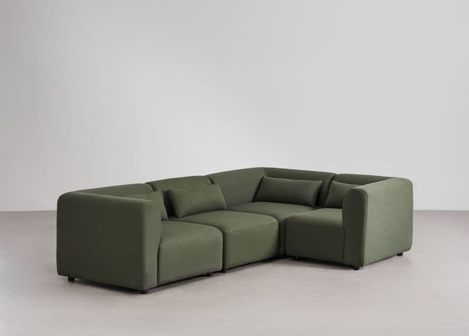 5-częściowa modułowa sofa narożna Fogler - Chenille Salvia Zieleń