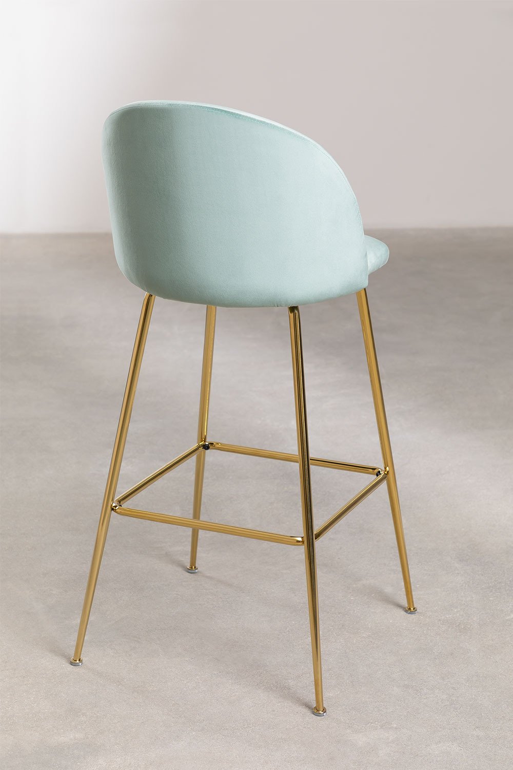 Zestaw 2 taboretów wysokich 75 cm z aksamitu zielony jodła i złotymi nogami Kana Design, obrazek w galerii 4