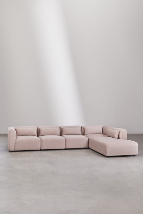 Fogler 5-częściowa sofa modułowa z prawym szezlongiem - Sztruksu Wino różowe