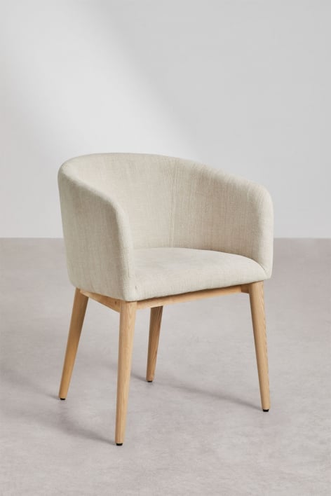 Zestaw 4 krzeseł tapicerowanych Bunia z podłokietnikami - Tkaniny Distressed White