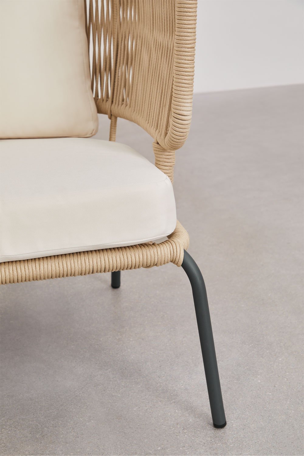 Sofa ogrodowa 2-osobowa z żelaza i plecionej liny Calipso, obrazek w galerii 7