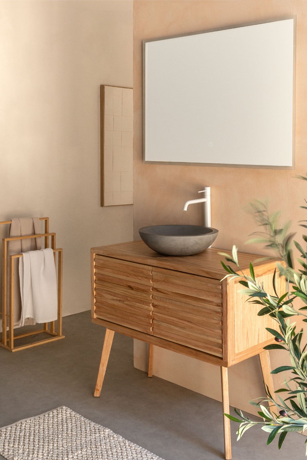 Zestaw mebli łazienkowych z drewna Deleyna, obrazek w galerii 1