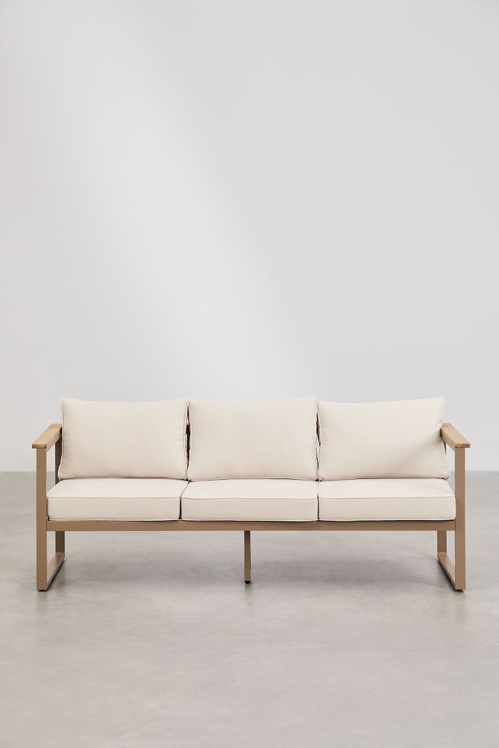 3-osobowa sofa ogrodowa z aluminium i drewna akacjowego Lipov, obrazek w galerii 4