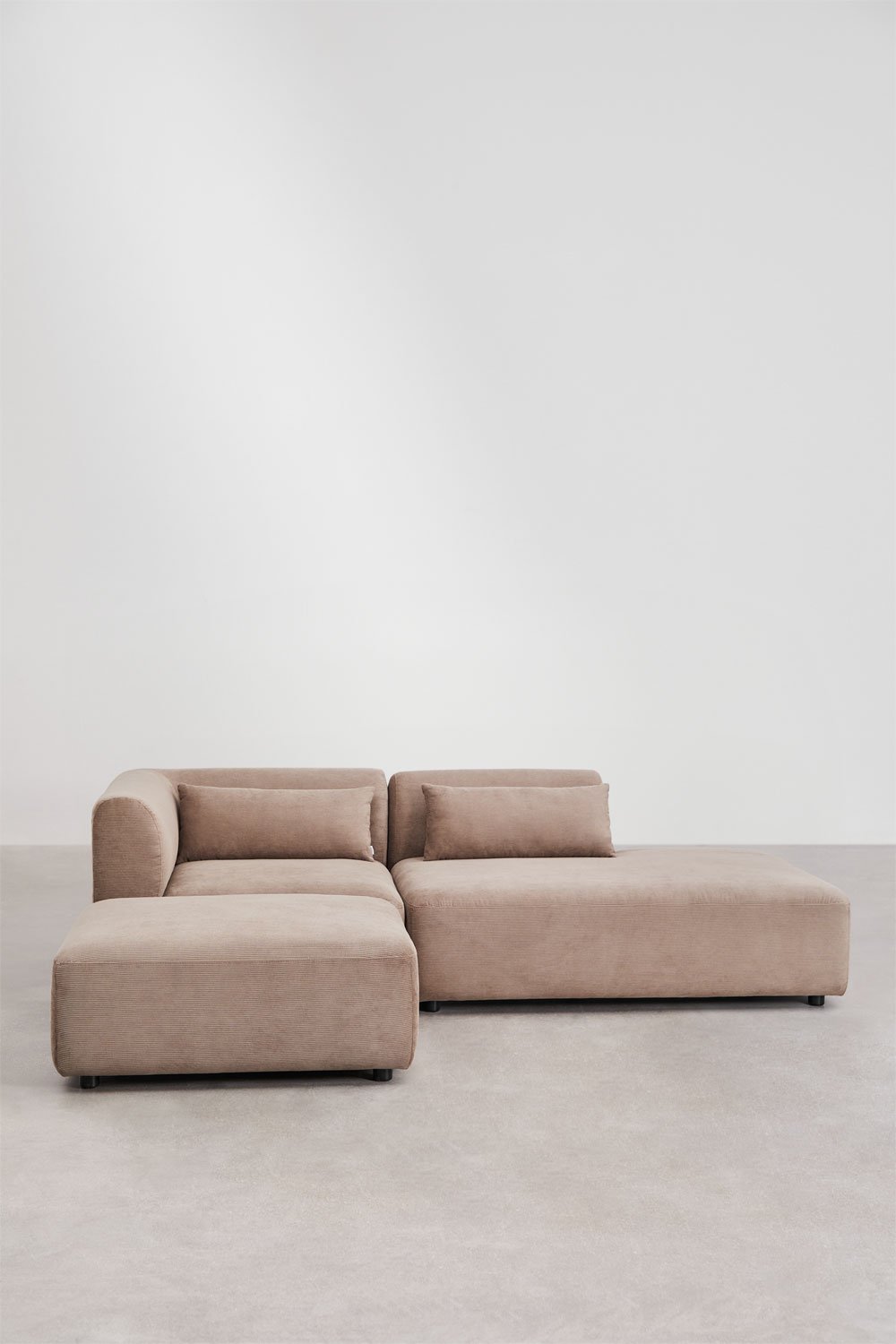 Dwuczęściowa narożnikowa sofa modułowa z prawym szezlongiem i pufą Fogler, obrazek w galerii 4