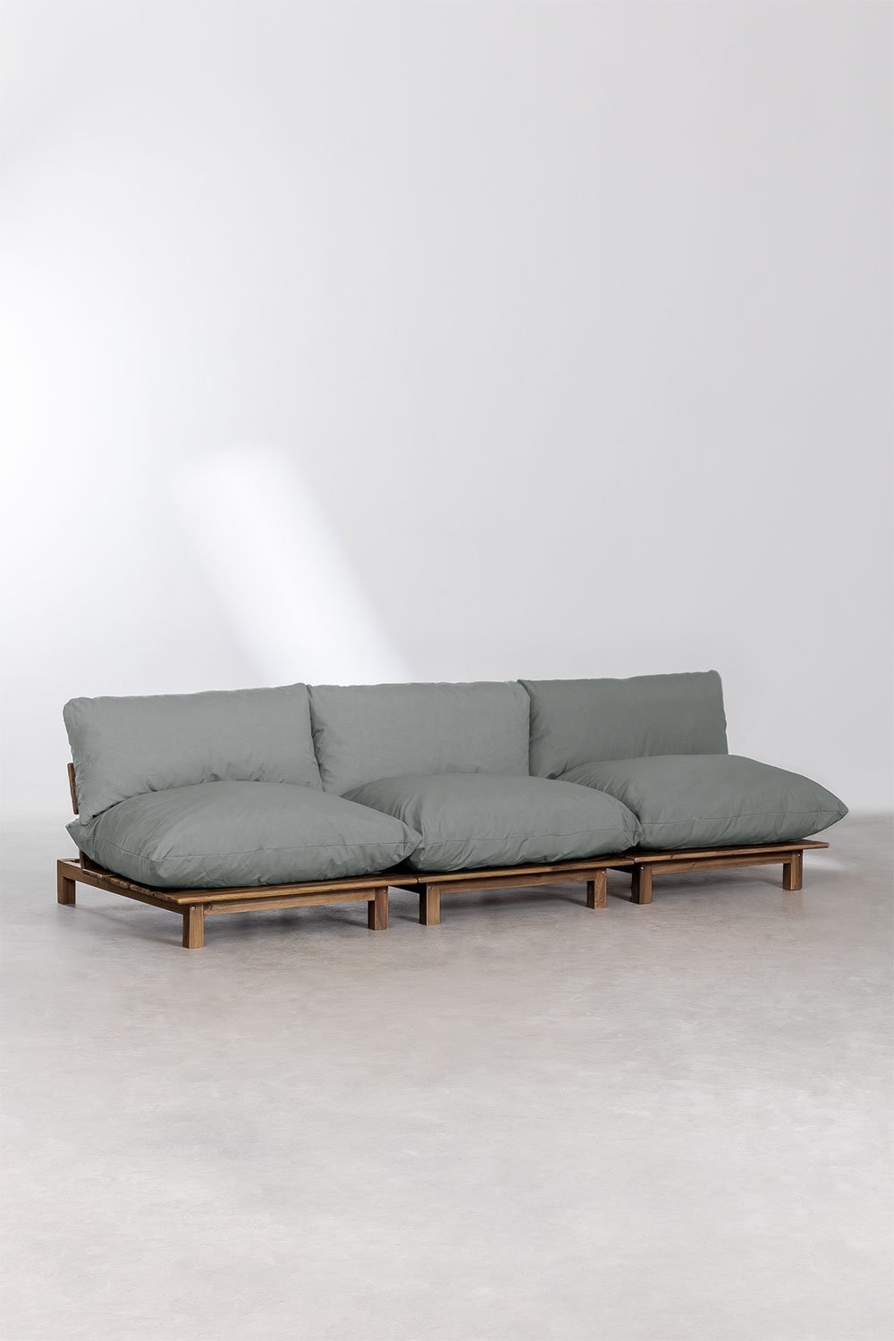 3-częściowa modułowa sofa ogrodowa z funkcją rozkładania w kolorze drewna akacjowego Brina, obrazek w galerii 3