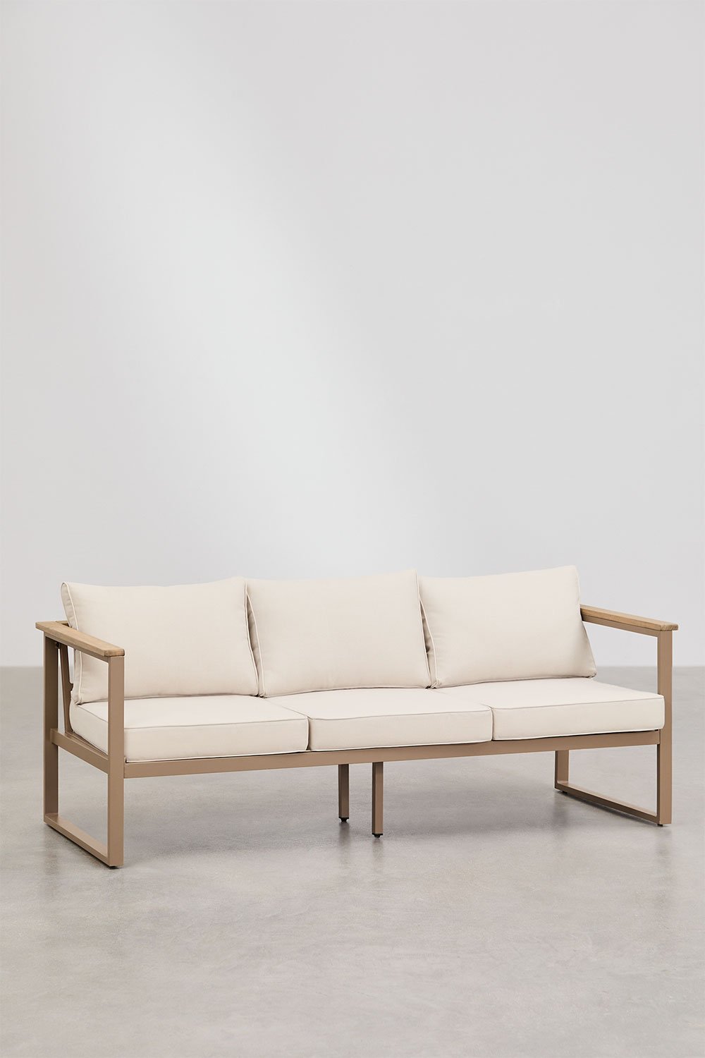 Zestaw ogrodowy Lipov z sofą 3-osobową i stolikiem kawowym z aluminium i drewna akacjowego 110x55 cm, obrazek w galerii 3