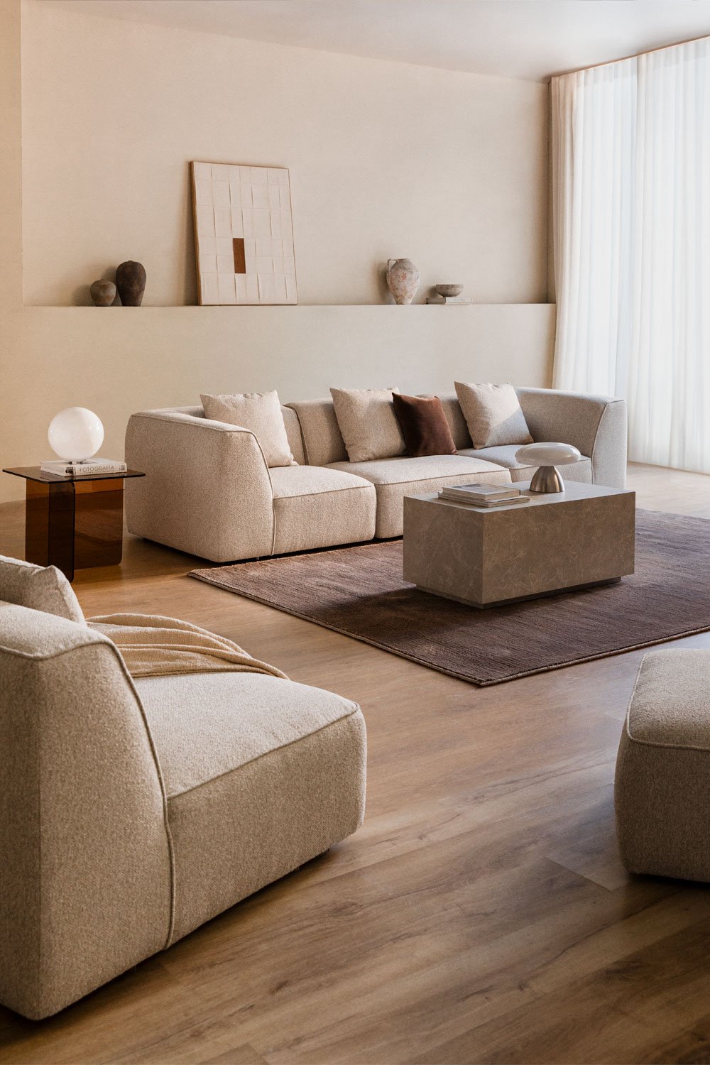 Modułowa sofa 3-częściowa z tkaniny bouclé Cardea, obrazek w galerii 1