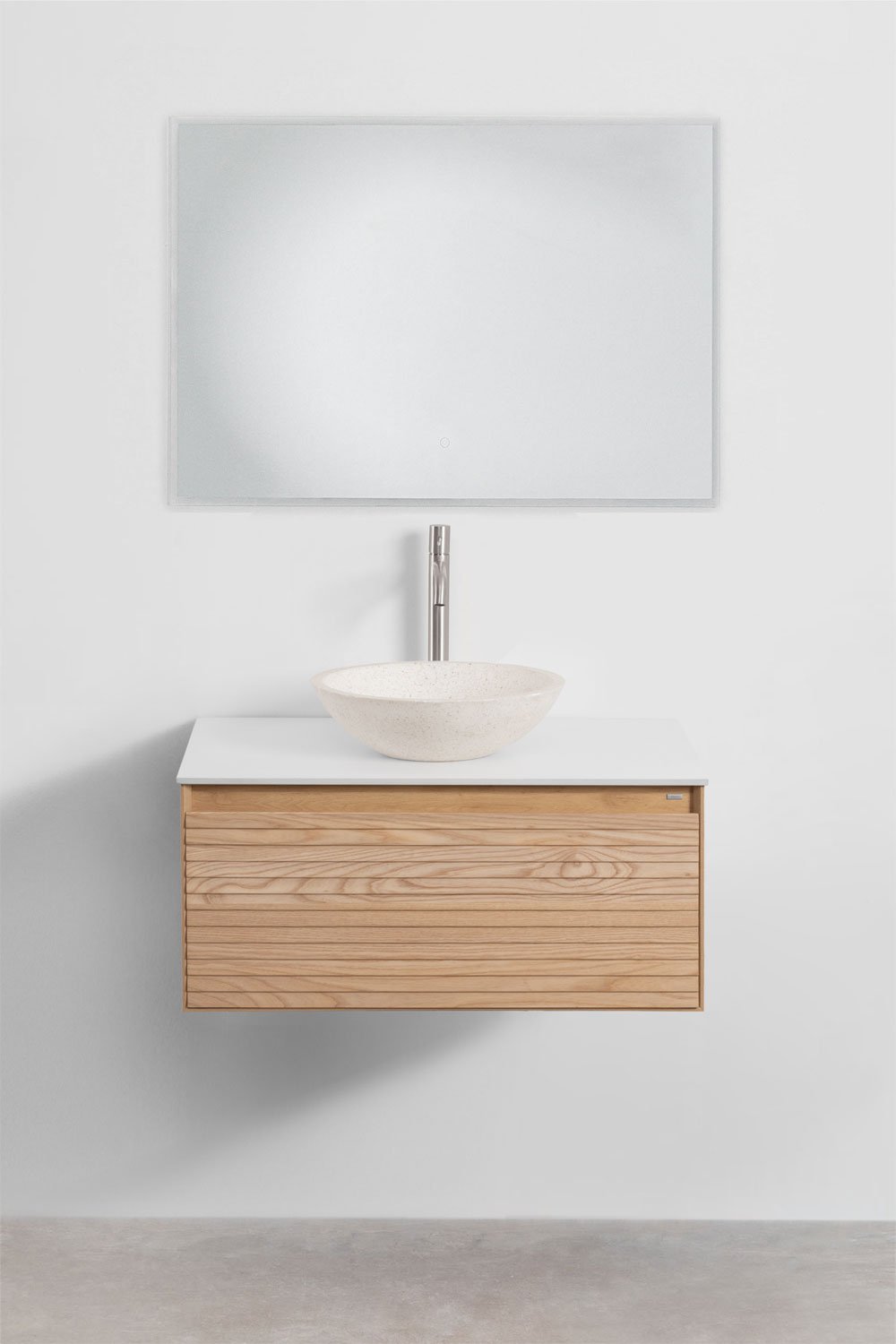 Zestaw wiszących mebli łazienkowych 80x50 cm z drewna jesionowego Tedrik, obrazek w galerii 2