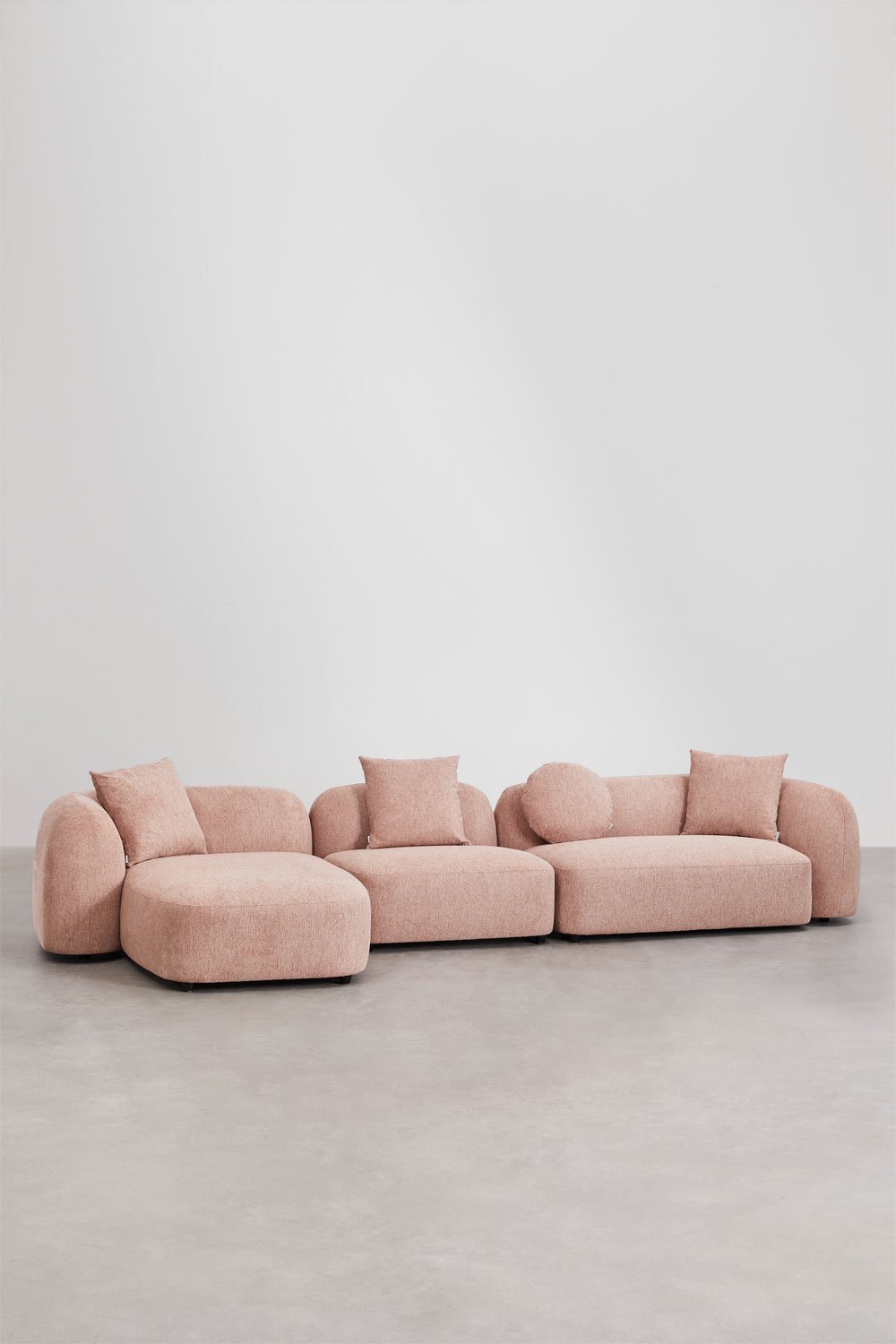 Modułowa 3-częściowa lewa sofa z szezlongiem w kolorze szenilu Coco, obrazek w galerii 1