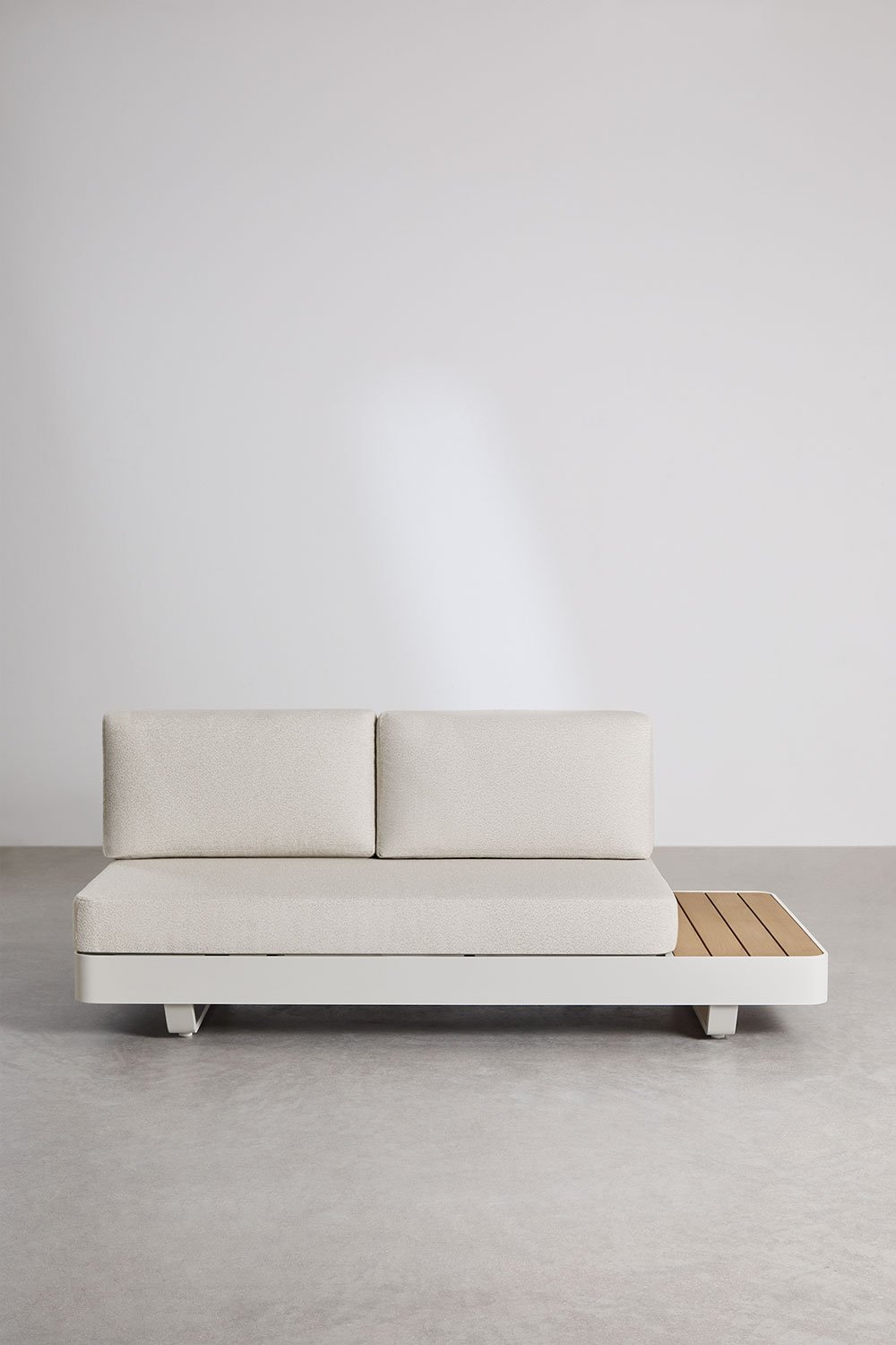 Modułowa sofa 2-osobowa z aluminium z prawym stolikiem z drewna tekowego Yarilo, obrazek w galerii 4