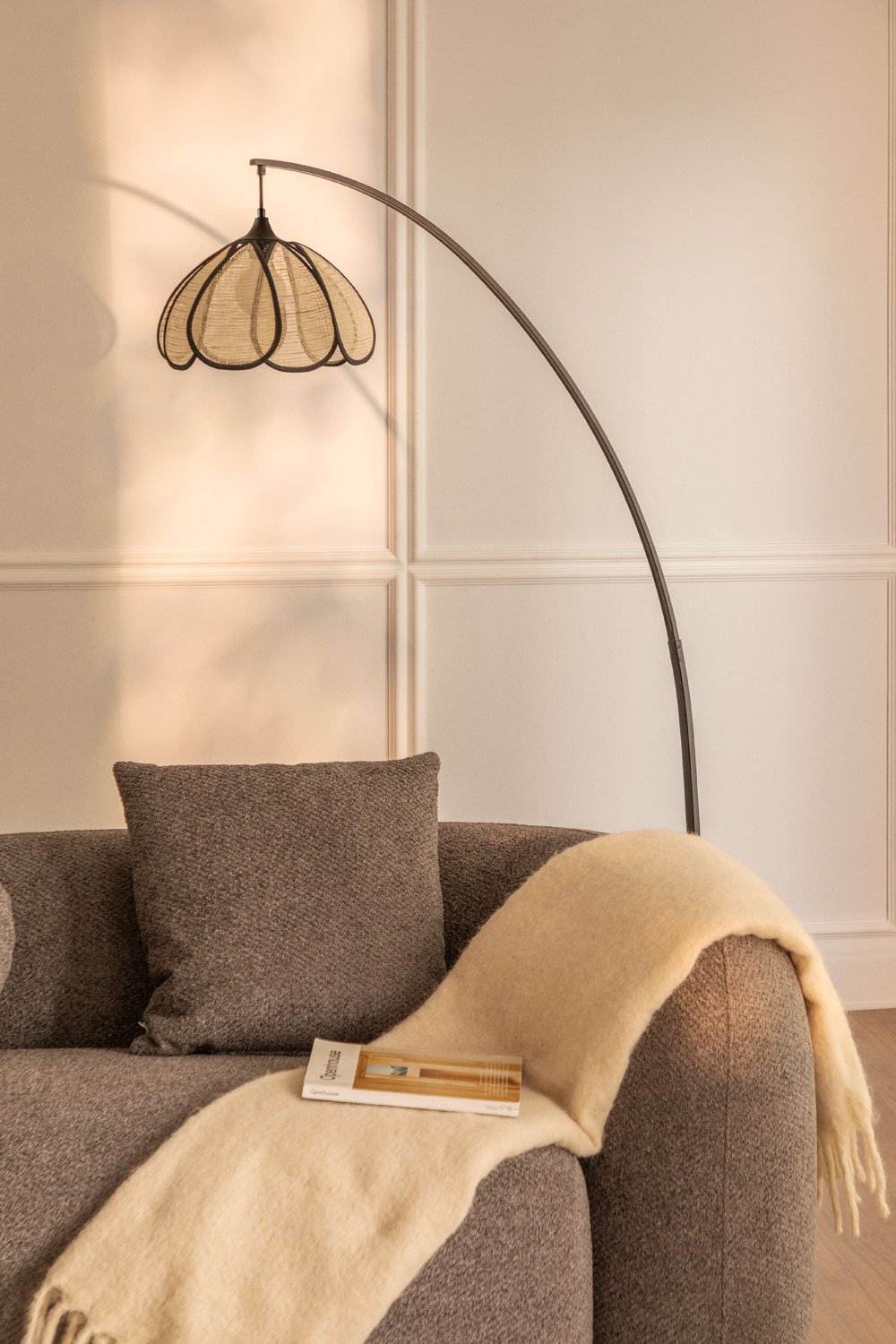 Lampa podłogowa Vidson z żelaza i lnu , obrazek w galerii 1