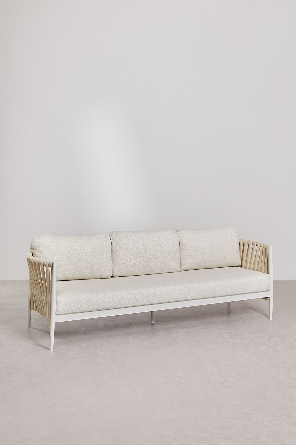 3-osobowa sofa ogrodowa z aluminium i tkaniny bouclé Sereilen, obrazek w galerii 3