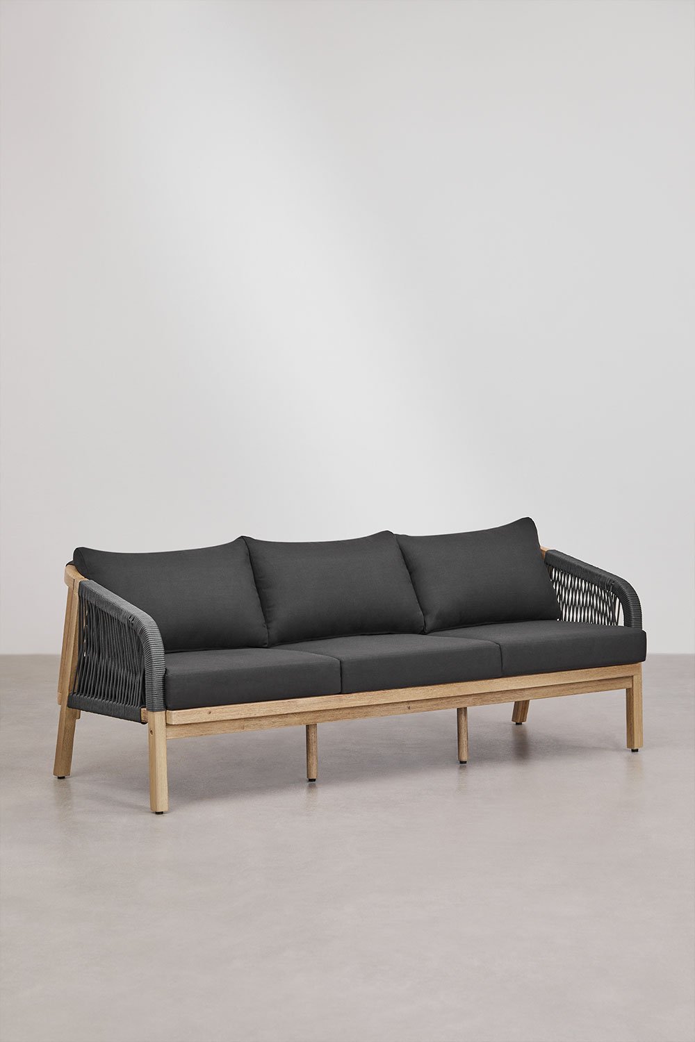 Sofa 3-osobowa z drewna akacjowego Dubaj, obrazek w galerii 1